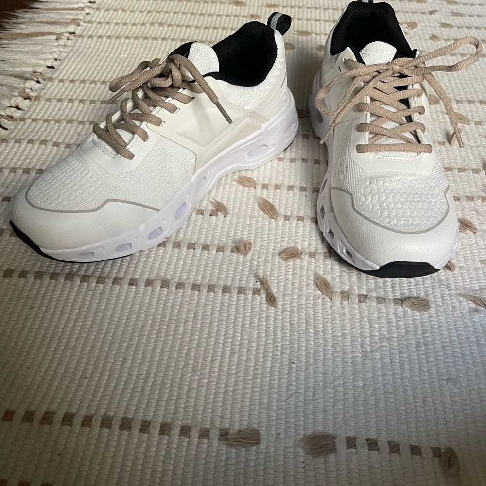 Women’s White and Tan Sneakers